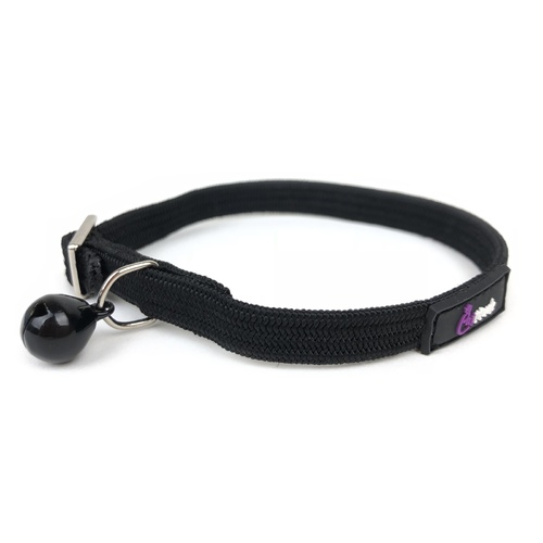 Cattitude Flexi Stretch Safety Cat Collar with Bell - Black main image