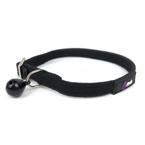 Cattitude Flexi Stretch Safety Cat Collar with Bell - Black main image