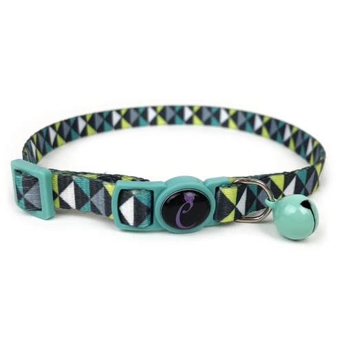 Cattitude Cat Collar with Breakaway Safety Clip & Bell - Geo Mint main image
