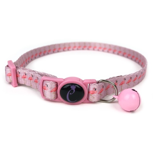 Cattitude Cat Collar with Breakaway Safety Clip & Bell - Flamingo main image
