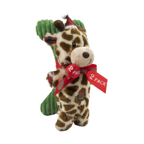 Charming Pet Mitten Mates Plush Christmas Dog Toy - Giraffe & Bone 2-pack main image