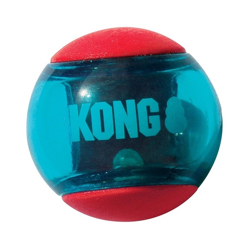 KONG Squeezz Action Multi-textured Red Rubber Ball Dog Toy main image