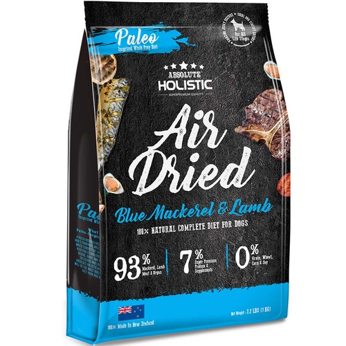 Absolute Holistic Air Dried Grain Free Dog Food Blue Mackerel & Lamb 1kg - Made in New Zealand main image