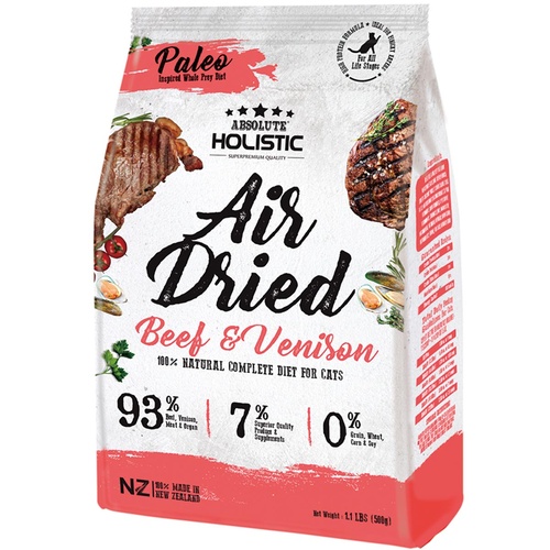 Absolute Holistic Air Dried Grain Free Cat Food Beef & Venison 500gm main image