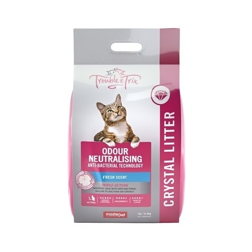 Trouble & Trix AntiBacterial Odour-Neutralising Fresh Scent Crystal Cat Litter 15L main image