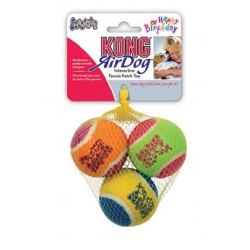 3 x KONG AirDog Medium Squeaker Colourful Birthday Balls 3-Pack main image