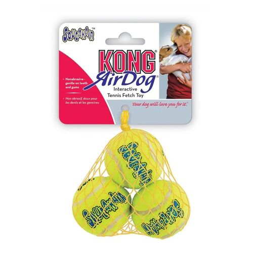 3 x KONG AirDog Squeaker Balls Non-Abrasive Dog Toys - 3 Pack - XSmall main image