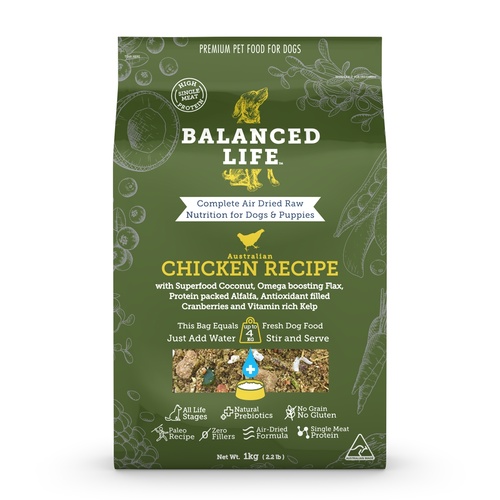 Balanced Life Air Dried Grain Free Single Protein Dog Food - Chicken 1kg main image