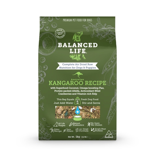 Balanced Life Air Dried Grain Free Single Protein Grain Free  Dog Food - Kangaroo - 200g/1kg/3.5kg main image