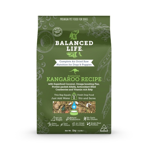 Balanced Life Air Dried Grain Free Single Protein Grain Free  Dog Food - Kangaroo - 200g/1kg/3.5kg main image