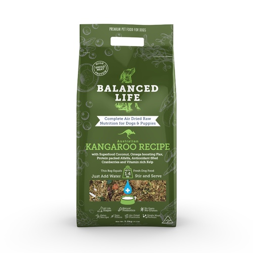 Balanced Life Air Dried Grain Free Single Protein Dog Food - Kangaroo - 3.5kg main image