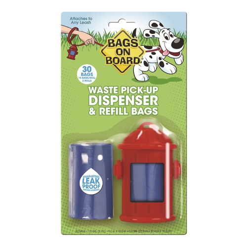 Bags on Board Fire Hydrant Dog Poop Dispenser + 30 Bags
