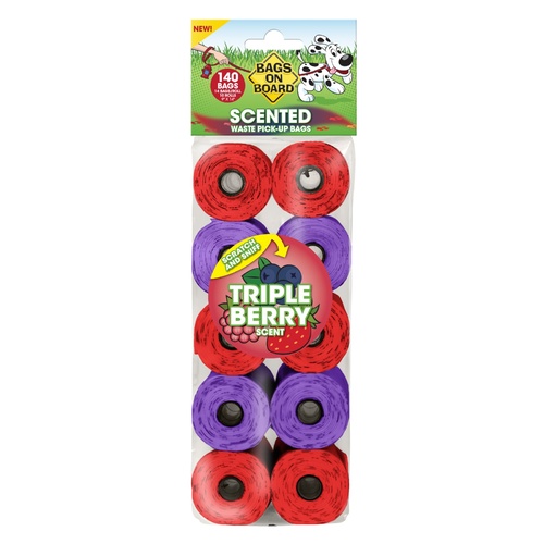 Bags on Board Large Waste Pick up Bags - Triple Berry Scented - 140 Bags main image
