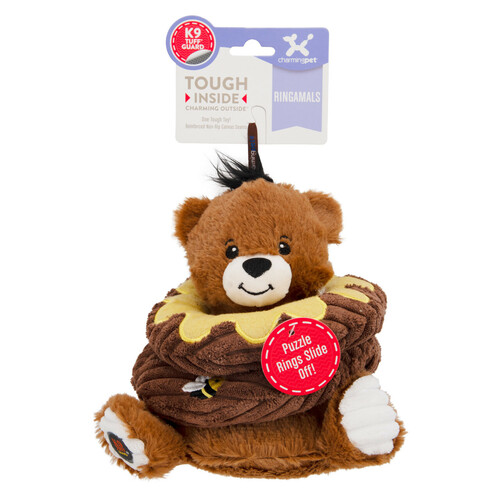 Charming Pet Ringamals Plush Puzzle Dog Toy - Honey Bear main image
