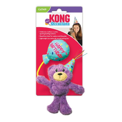 KONG Cat Occasions Birthday Teddy Plush Catnip Cat Toy main image