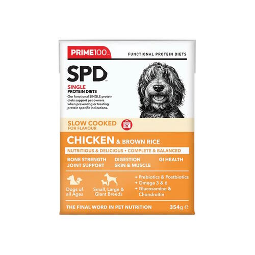 Prime100 SPD Slow Cooked Dog Food Single Protein Chicken & Brown Rice 12 x 354g main image