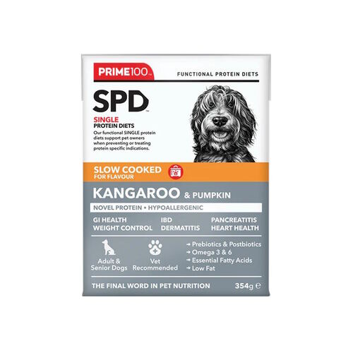 Prime100 SPD Slow Cooked Dog Food Single Protein Kangaroo & Pumpkin 12 x 354g main image