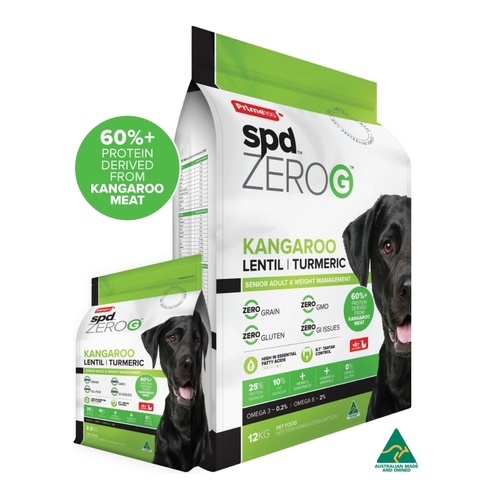 Prime100 SPD Zero-G Grain Free Dry Kangaroo Lentil & Turmeric Senior & Weight Management Dry Dog Food 12kg main image