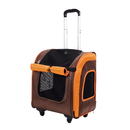 Ibiyaya New Liso Backpack Parallel Transport Pet Trolley- Orange/Brown main image