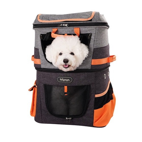 Ibiyaya Double-Decker Two-tier Pet Backpack for Cats & Small Dogs main image