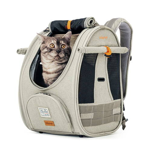 Ibiyaya Adventure Cat & Small Dog Carrier Backpack - Grey-Green main image