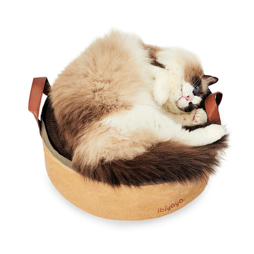 Ibiyaya Sand Dune Round Cat Scratcher with Replaceable Insert + BONUS INSERT main image