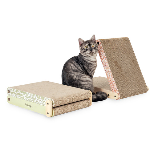Ibiyaya Fold-Out Cardboard Cat Scratcher with Replaceable Boards main image