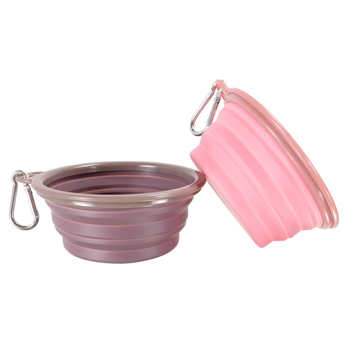 Ibiyaya Quick Bite Collapsible Travel Pet Bowl – Pink/Aubergine main image