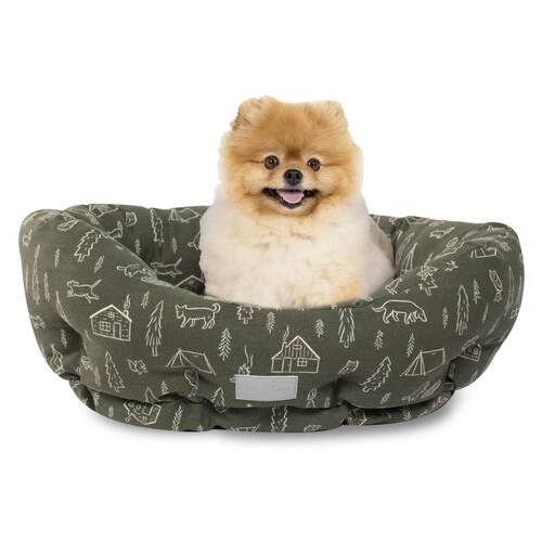 Fringe Studio Canvas Round Cuddler Dog Bed - Camping Olive main image