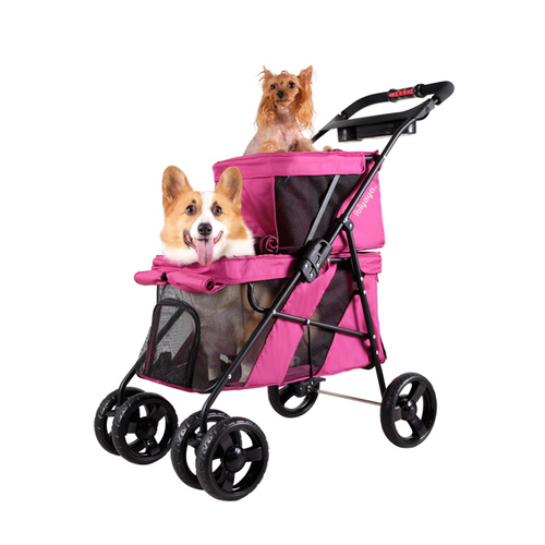 Ibiyaya Double Decker Pet Stroller for Multiple Pets - Red Violet main image