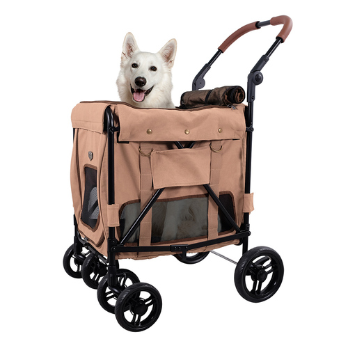 Ibiyaya Gentle Giant Dual Entry Pet Wagon Stroller Pram for Dogs up to 25kg - Peach main image