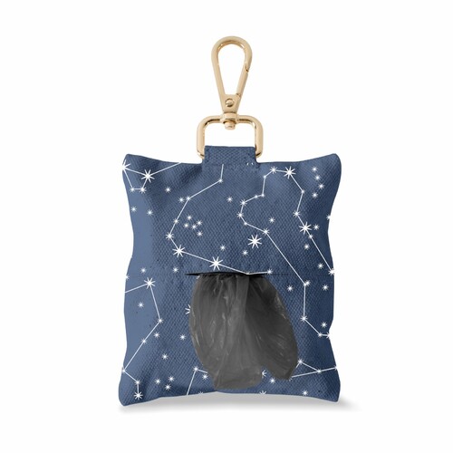 Fringe Studio Canvas Dog Poop Waste Bag Dispenser with Keychain - Celestial Blue main image