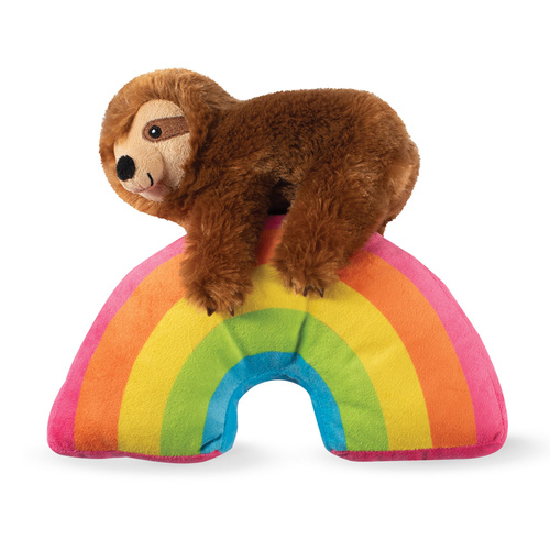 Fringe Studio Sloth On A Rainbow Plush Squeaker Dog Toy main image