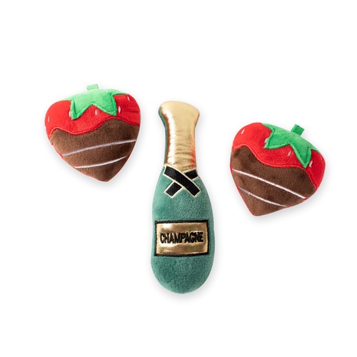 Fringe Studio Champagne Strawberry 3-piece Small Dog Toy Set main image
