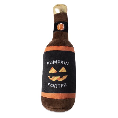 Fringe Studio Plush Squeaker Dog Toy - Bottle Pumpkin Porter main image