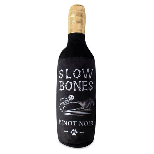 Fringe Studio Plush Squeaker Dog Toy - Slow Bones Bottle Pinot Noir main image