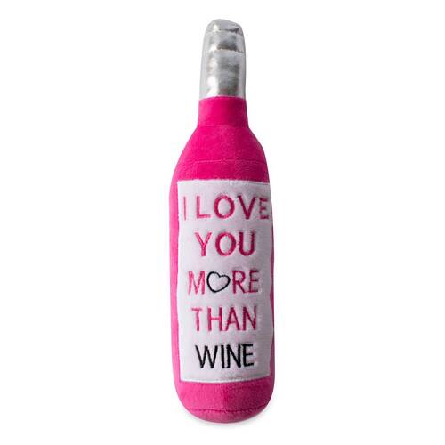 Fringe Studio Plush Bottle Squeaker Valentine's Dog Toy -  Love You More Than Wine main image