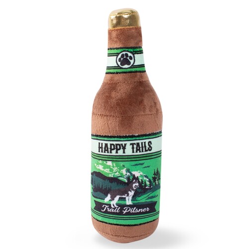 Fringe Studio Plush Squeaker Dog Toy - Happy Tails Beer Bottle  main image