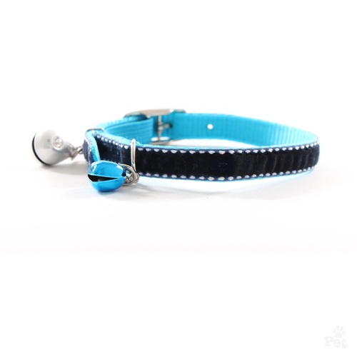 Diva Royal Blue Velvet Bling Quick Release Cat Collar main image