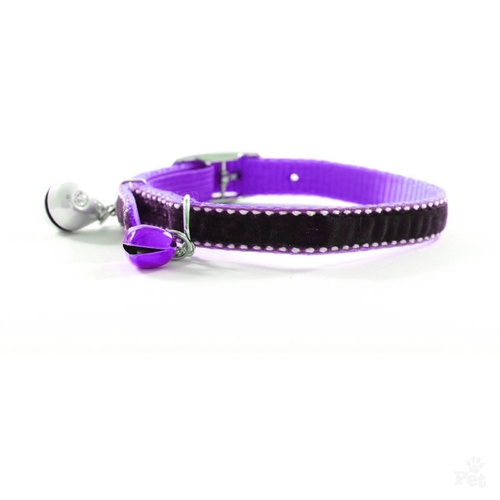 Diva Purple Velvet Bling Quick Release Cat Collar main image