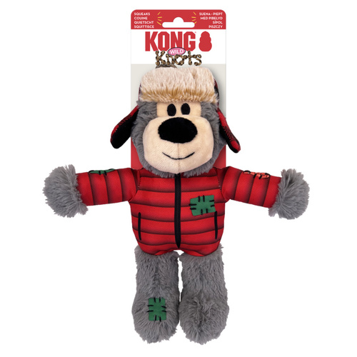KONG Christmas Holiday Wild Knots Bear - Snuggle Plush Dog Toy - Med/Lge x 3 Pack main image