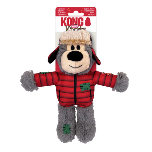 KONG Christmas Holiday Wild Knots Bear - Snuggle Plush Dog Toy - Sm/Med x 3 Pack main image