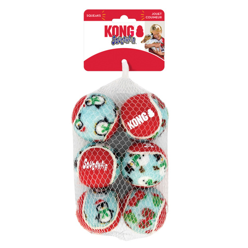 KONG Christmas Holiday SqueakAir Balls for Dogs 2 x 6-pack of Medium Toys main image