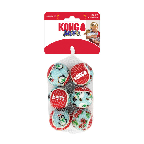 KONG Christmas Holiday SqueakAir Balls for Dogs 3 x 6-pack of Small Toys main image
