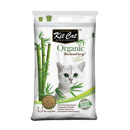 Kit Cat Flushable Biodegradable Clumping Bamboo Litter for Long Haired Cats - 9 Litres/3kg main image