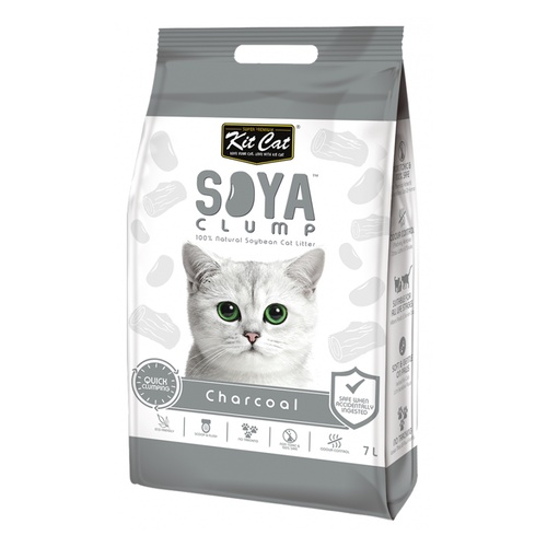 Kit Cat Soya Clumping Cat Litter made from Soybean Waste - Charcoal 7 Litres main image