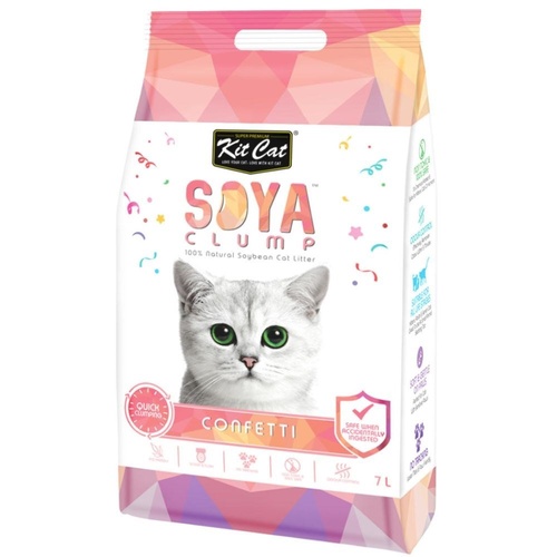Kit Cat Soya Clumping Cat Litter made from Soybean Waste - Confetti 7 Litres main image