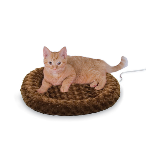 K&H Thermo Heated Indoor Pet Bed Round Plush Chocolate main image