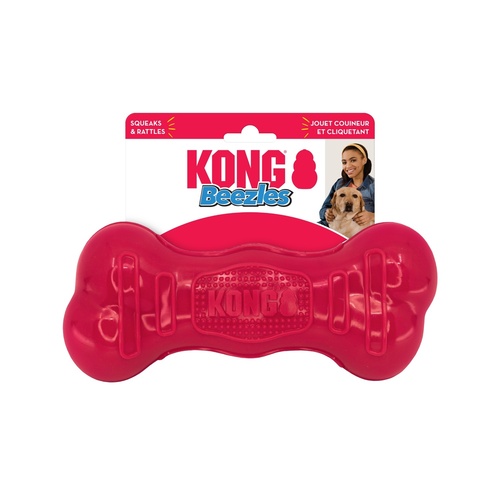 4 x KONG Beezles Squeaker & Rattle Fetch Bone Dog Toy Assorted Colours main image