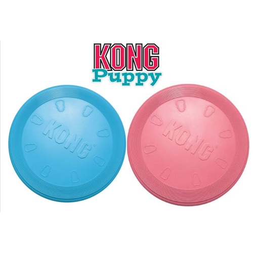 4 x KONG Puppy Flyer Soft Frisbee Fetch Dog Toy in Pink or Blue main image